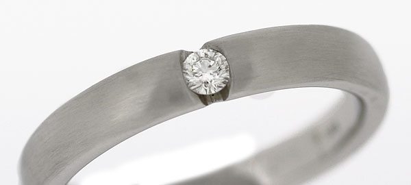 Solitärring, 585 Weißgold mit Diamant 0,07ct