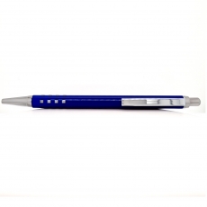 Kugelschreiber mit Gravurmöglichkeit, blau mit Quadraten