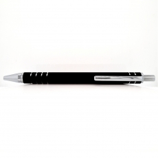 Kugelschreiber mit Gravurmöglichkeit, schwarz Rillen matt