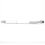 Kugelschreiber mit Gravurmöglichkeit, weiß, Rillen, glänzend