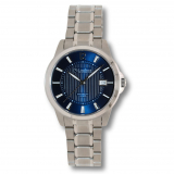Lindner Armbanduhr Titan, Saphirglas, blaues Zifferblatt